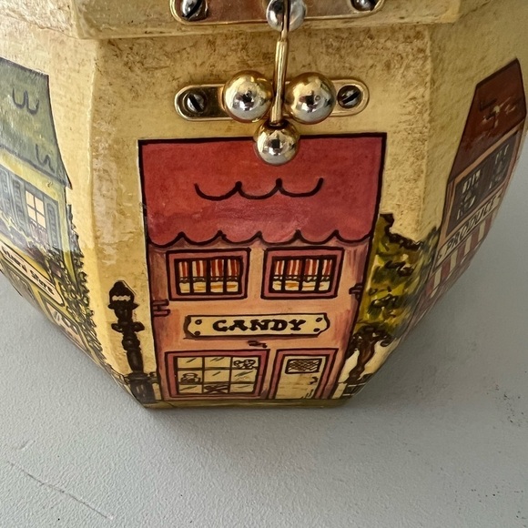 Vintage Wood Purse Village Square Octagon~ Candy Store. - Picture 2 of 11